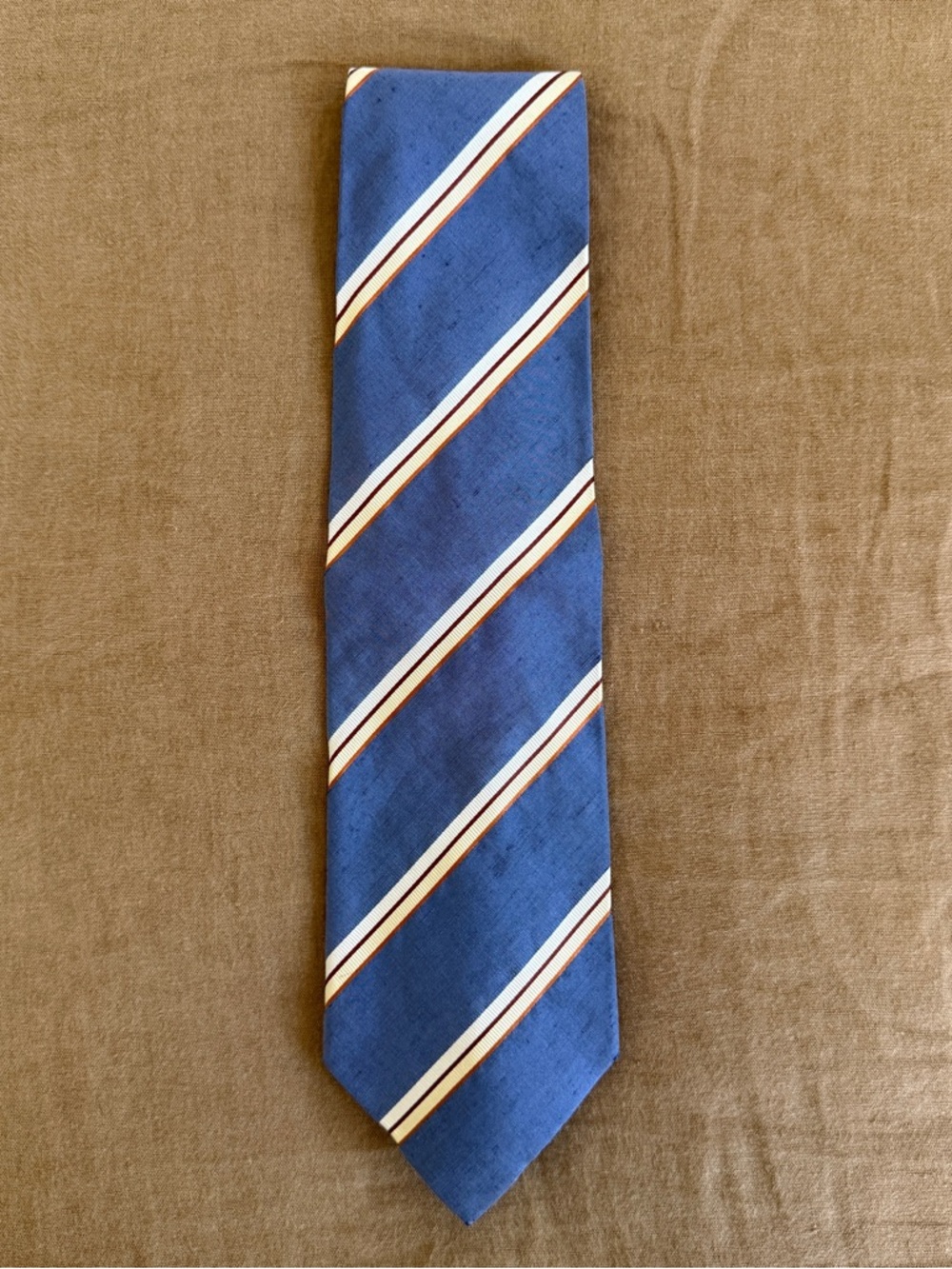 Giorgio Armani Cravatte Blue Striped Silk/Linen Men's Tie
